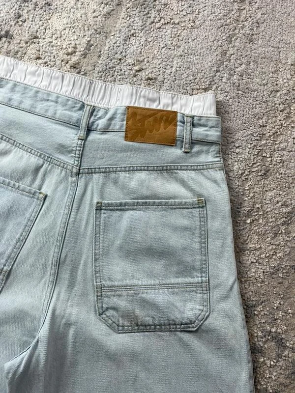 Vintage dubbele taille blauwe denim broeken maat M – photo 2